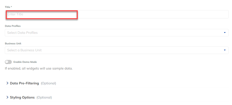New Dashboard Settings