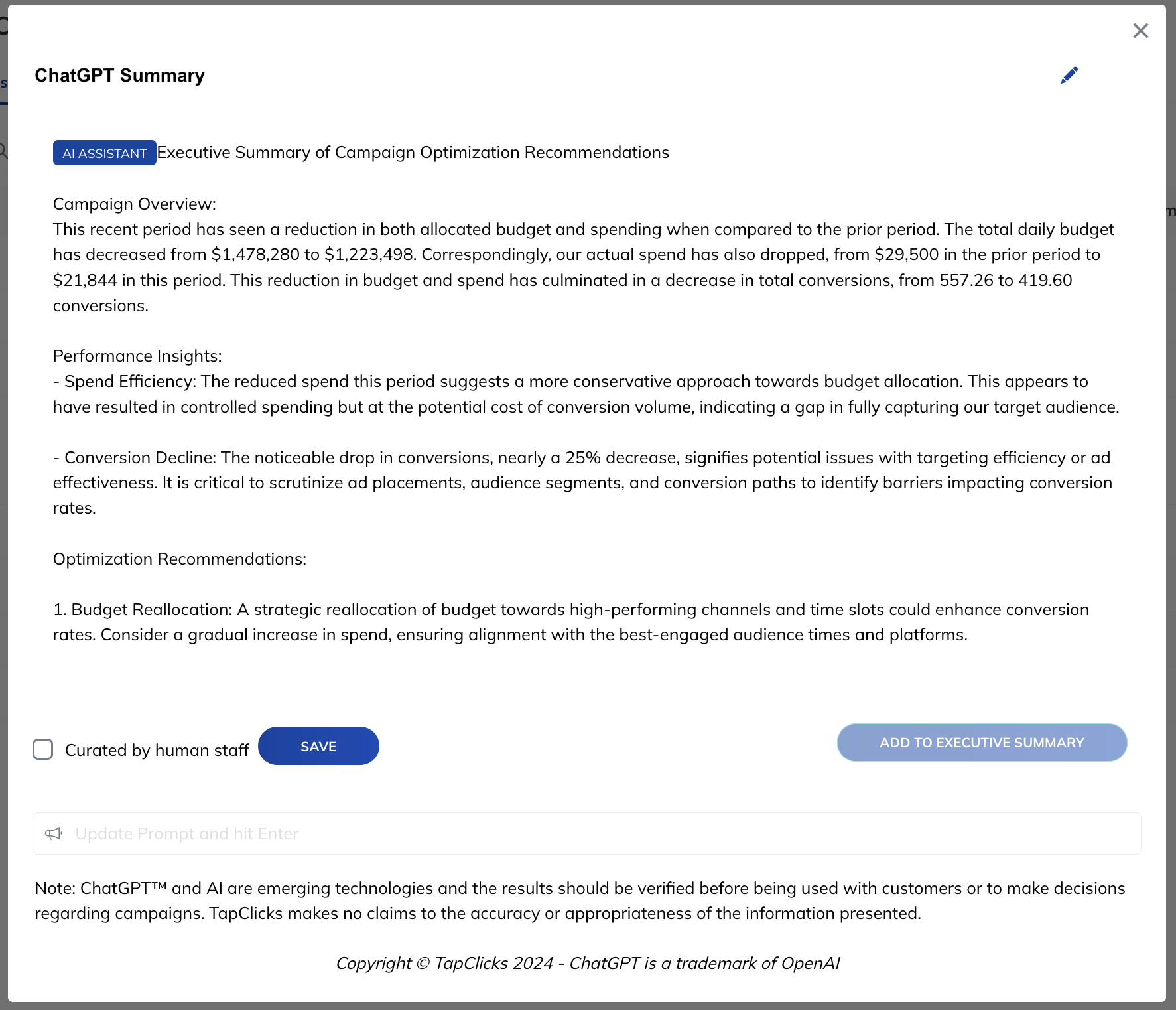 Sending data to ChatGPT from a widget in Report Studio