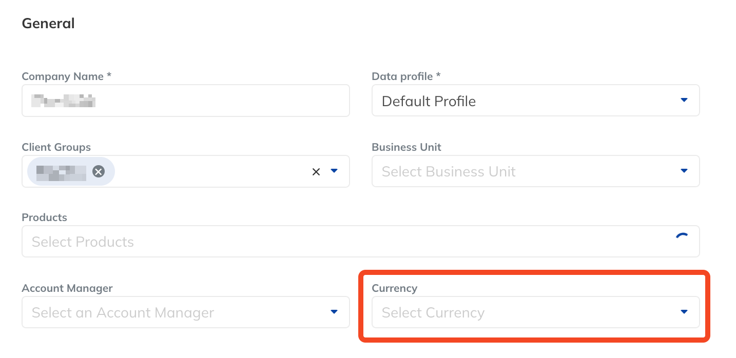 Click on the Currency dropdown menu