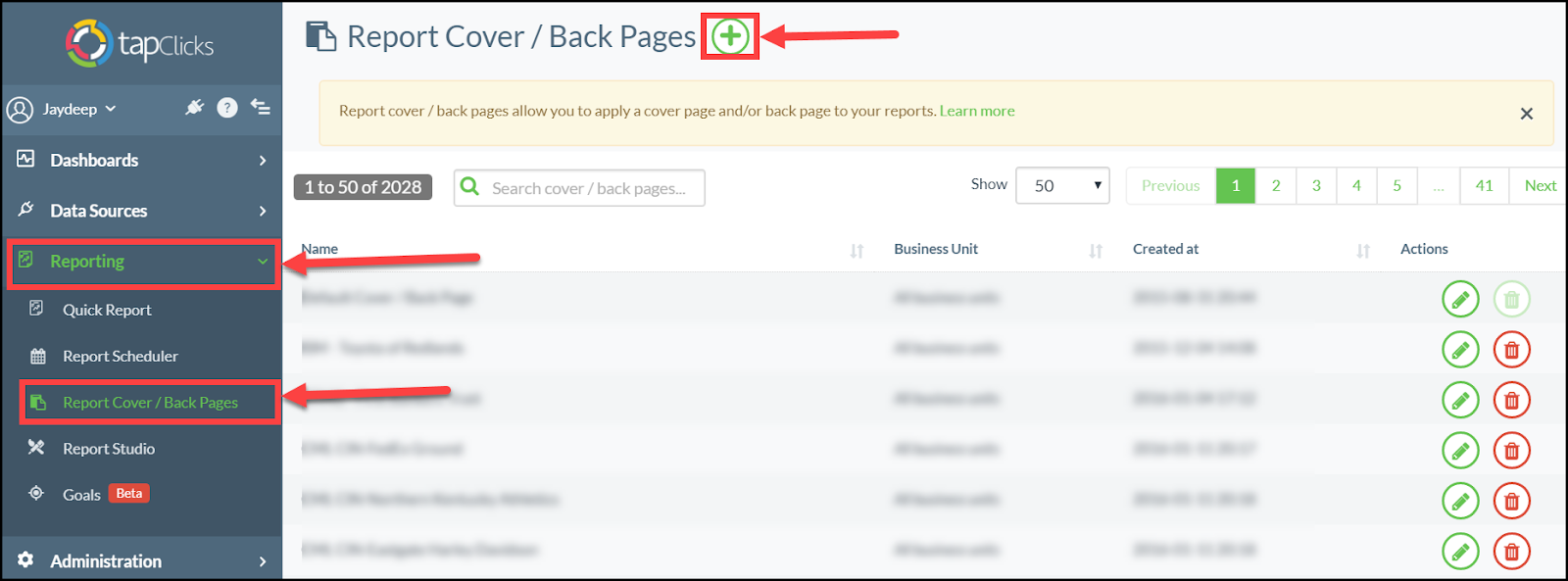 How to add Cover or Back Page to your Reports – TapClicks