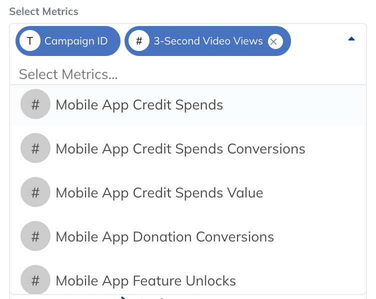 Metrics Dropdown Menu