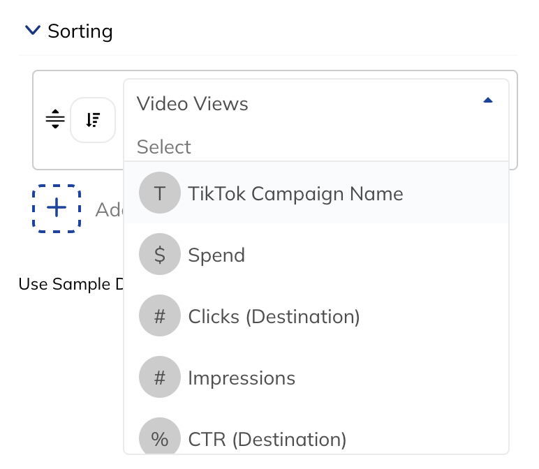 Sorting Dropdown Menu