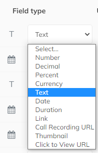 Field Type Dropdown Menu