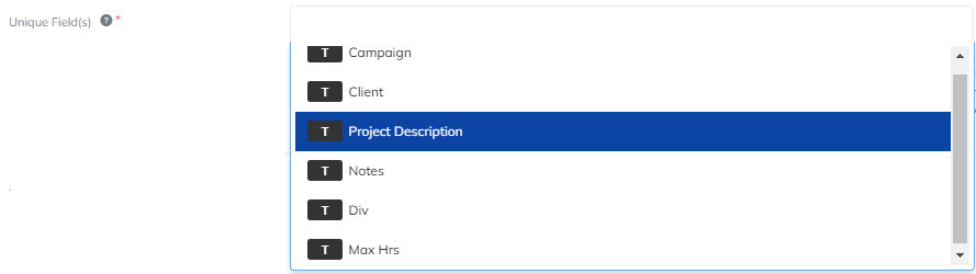 Unique Fields Dropdown
