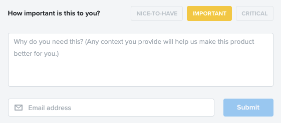 Feedback Text Field For Voting On A Feature