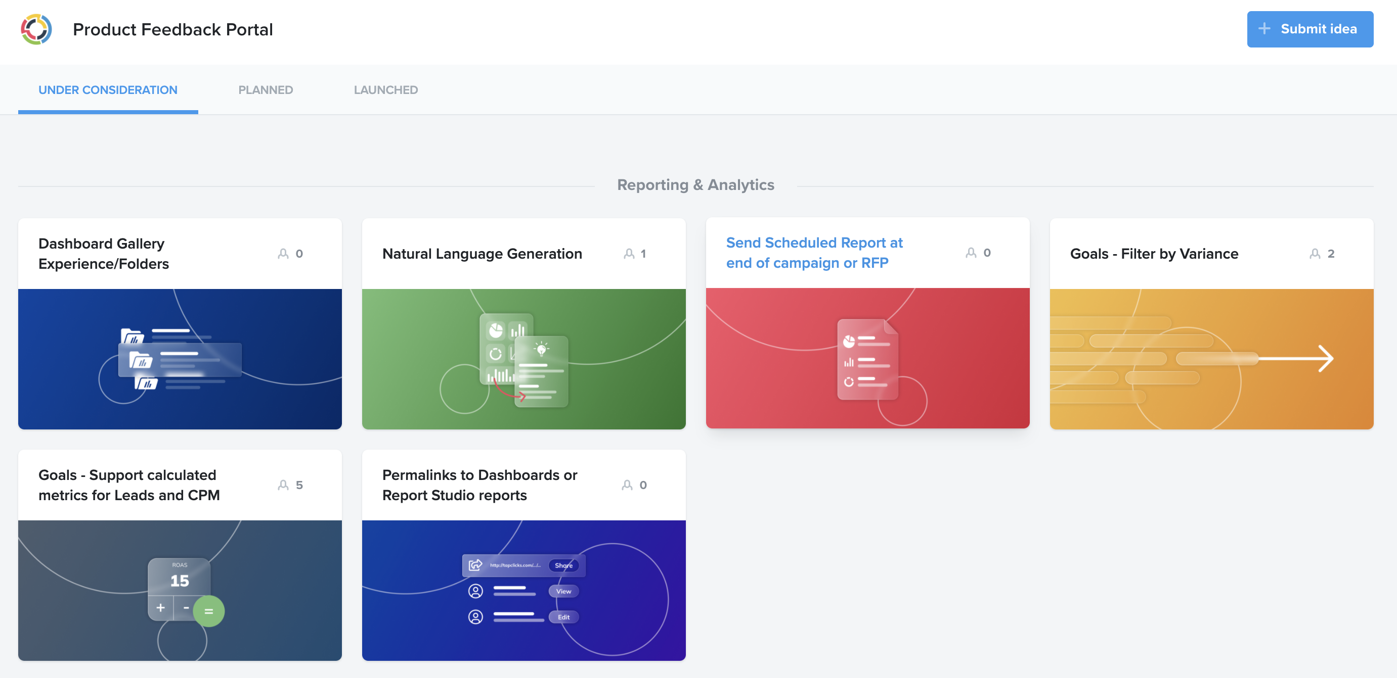 TapClicks Product Feedback Portal Overview