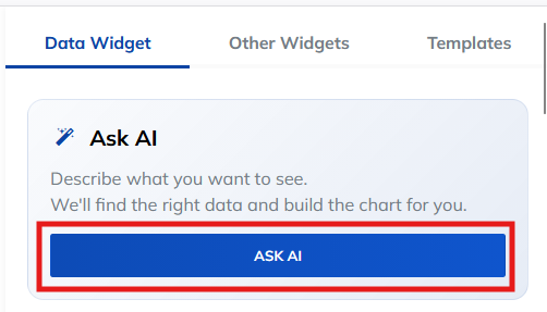 Ask AI Option On Data Widget Tab
