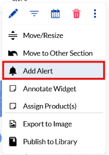 Manage Alerts Option in Widget Menu