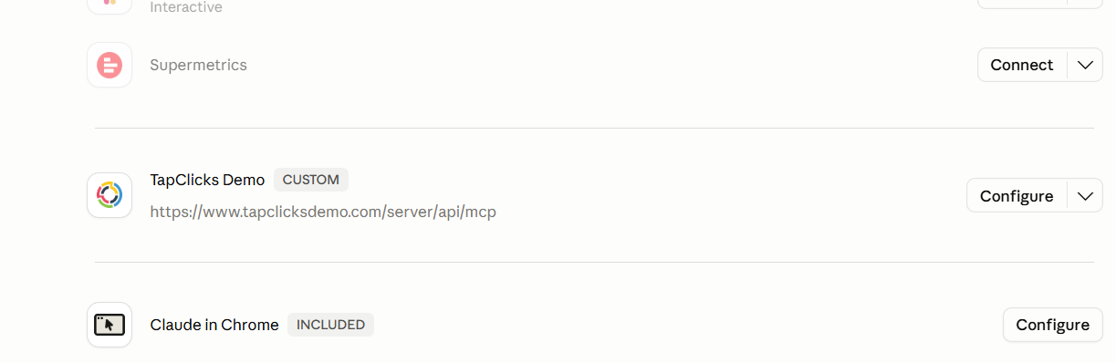 TapClicks Connector Confirmation