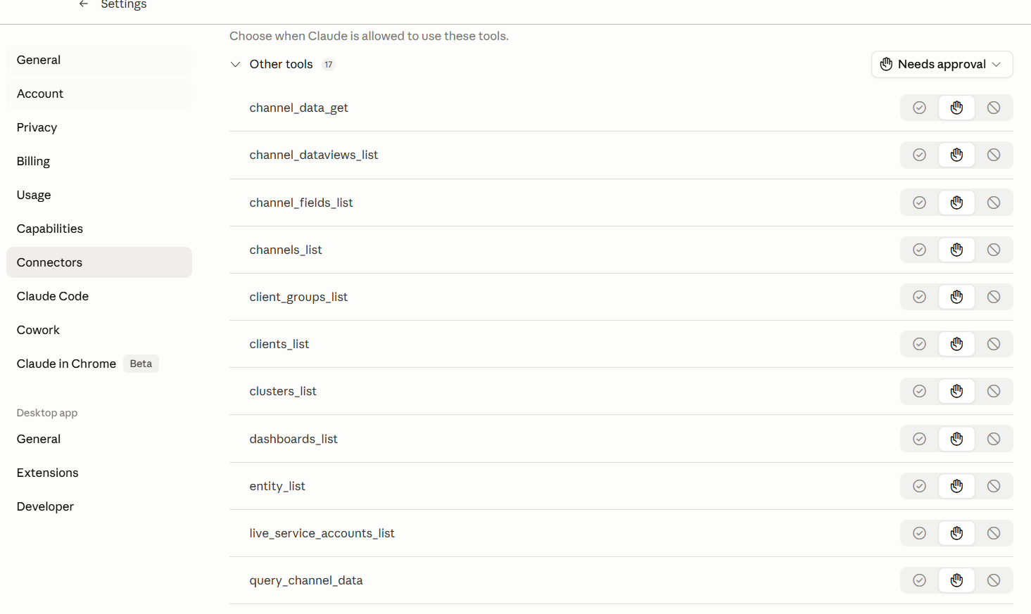 Tool Permissions List