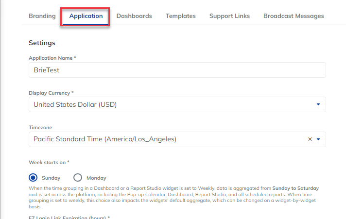 Application Tab