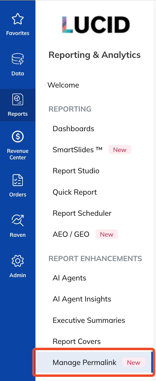 Manage Permalink Option in Reports Menu