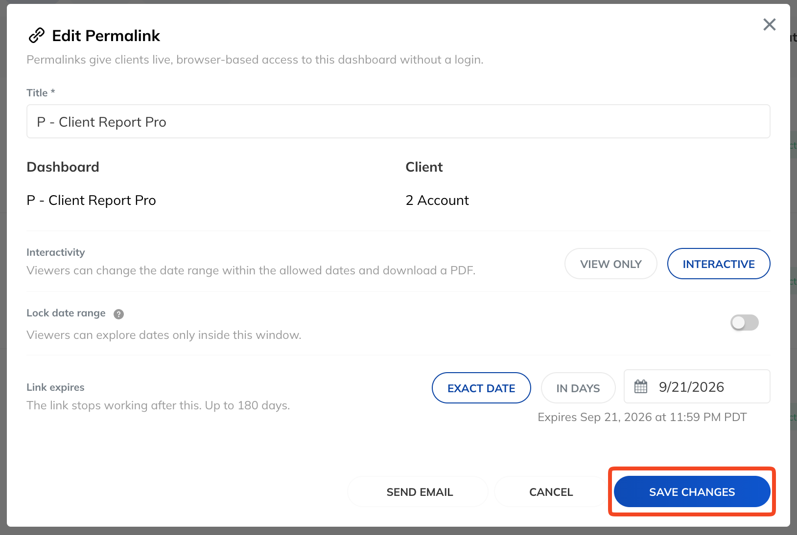 Save Changes Button