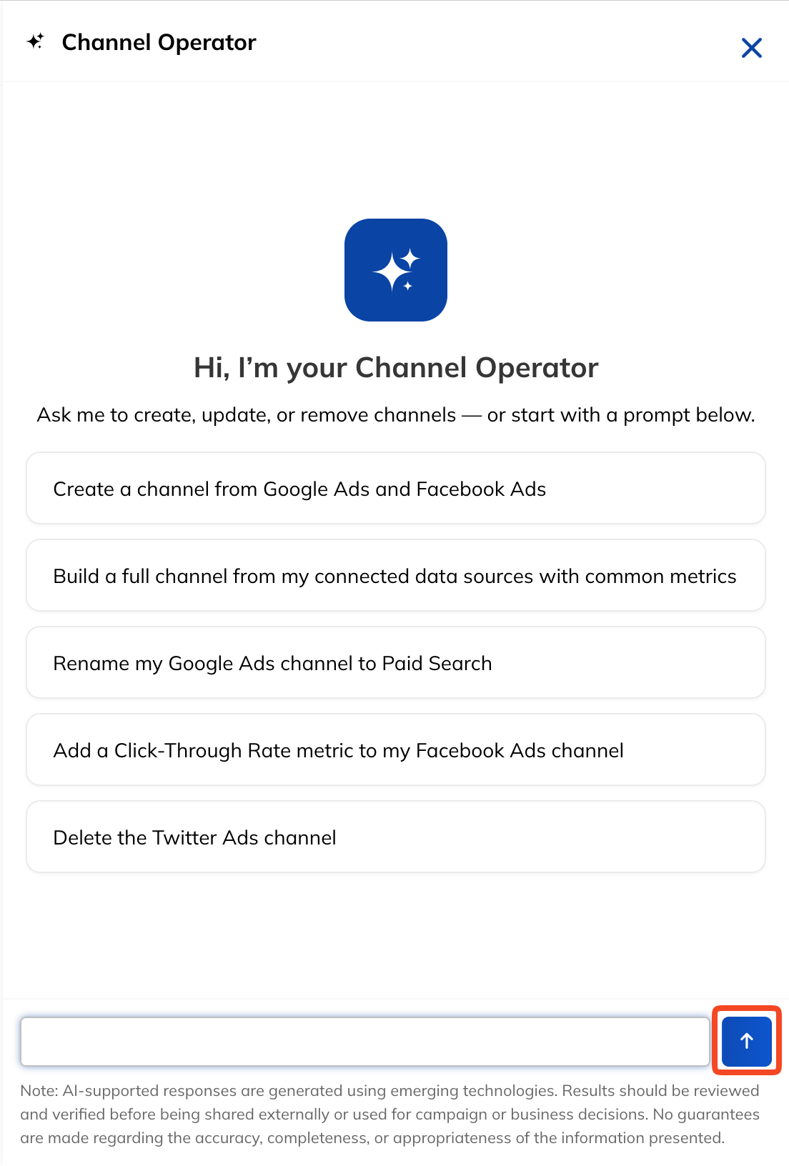 Channels Agent Prompt Box