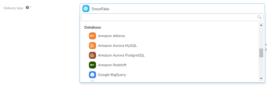 Choose Database Delivery Type