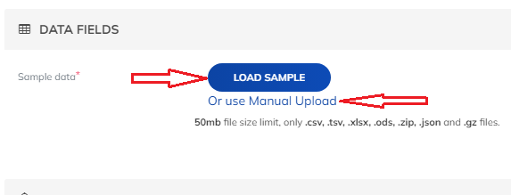 Data Fields Upload Options